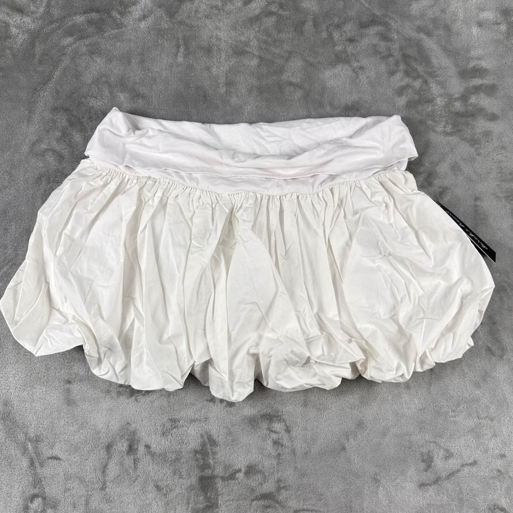 Derek Heart‎ White Bubble Mini Skirt Foldover Waistband NWT Size L